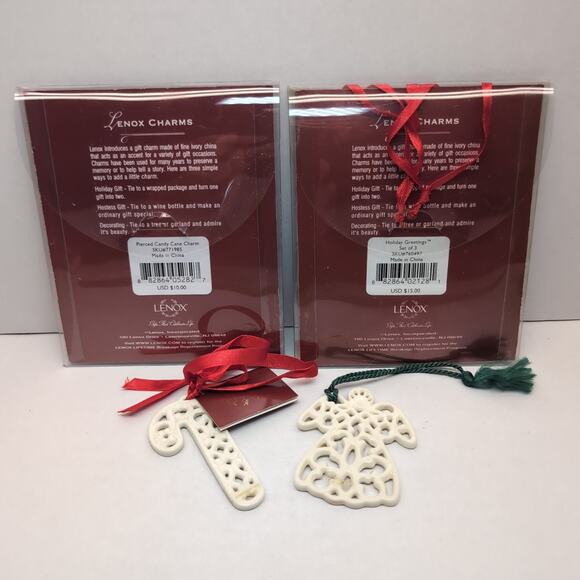 Lenox Charms Christmas Ornaments Holiday Greetings Pierced Angel Candy Cane - Picture 2 of 16